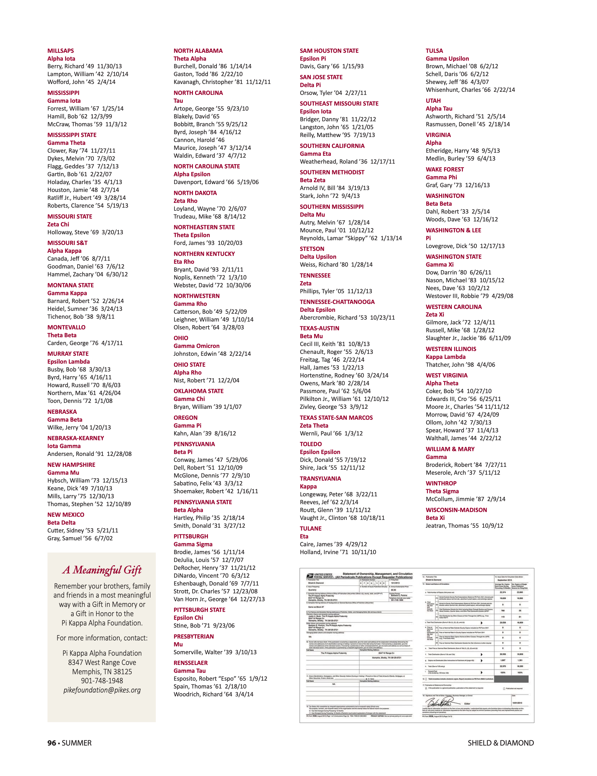 A Meaningful Gift, Summer 2014